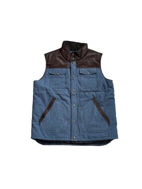 RedHead Ranch Mens Vest Work Chore Blue Brown Quilted Vest